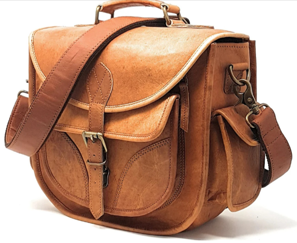 Rofozzi Icon Leather Camera Bag VTG Crossbody DSLR Satchel Saddle Purse Brown